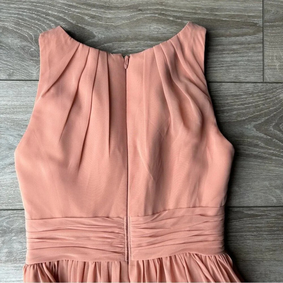 AZAZIE HARPER Flowy Pleated Chiffon Floor-Length Dress Rosette - Picture 10 of 16